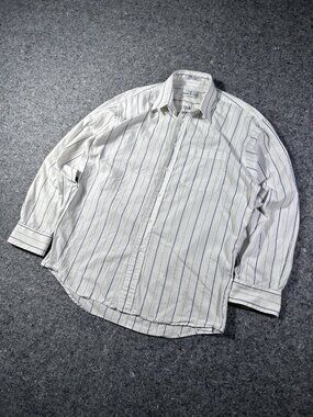 Pierre Balmain Vintage White Striped Button Down Shirt Mens Size 15.5/33